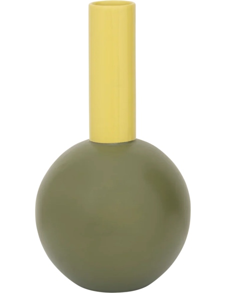 Vase boule céramique vert olive et jaune 18,5x34,5 cm Farve Urban Nature Culture - 1