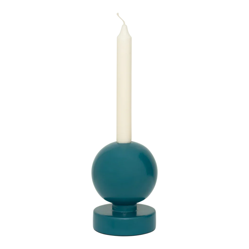 Bougeoir boule bois de manguier bleu 10,5x14 cm Saldo Urban Nature Culture - 3