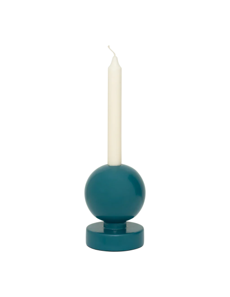 Bougeoir boule bois de manguier bleu 10,5x14 cm Saldo Urban Nature Culture - 3