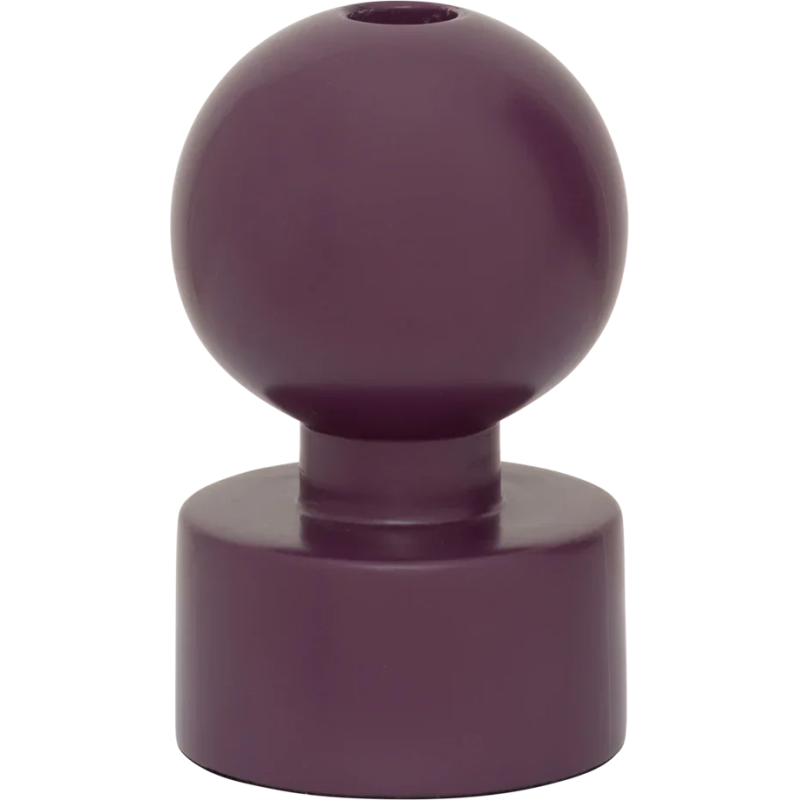 Bougeoir boule bois de manguier prune 9x15 cm Saldo Urban Nature Culture - 1