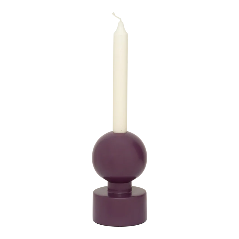 Bougeoir boule bois de manguier prune 9x15 cm Saldo Urban Nature Culture - 3