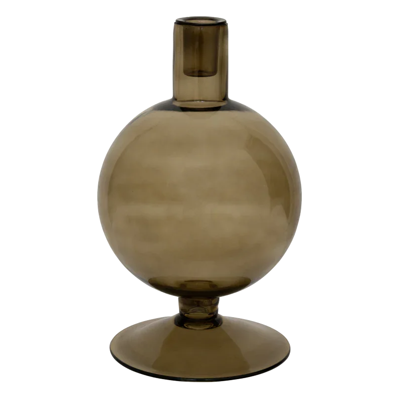 Bougeoir en verre recyclé vert olive 25 cm Sopra Urban Nature Culture - 1