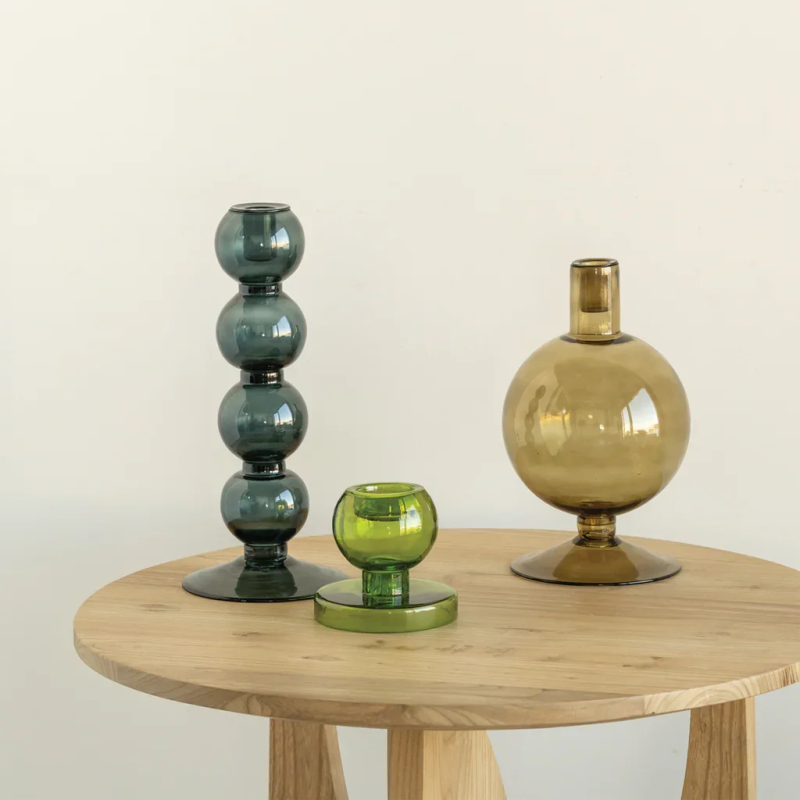 Bougeoir en verre recyclé vert olive 25 cm Sopra Urban Nature Culture - 4