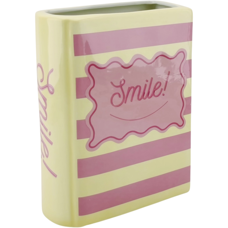 Vase livre décoratif en dolomite jaune rose 21,5 cm Smile Housevitamin - 1