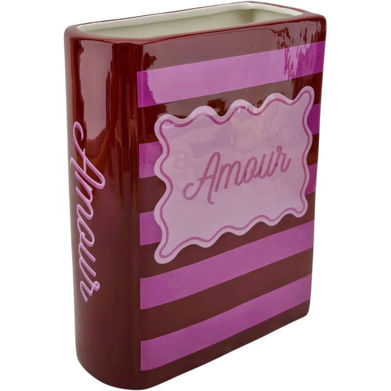 Vase livre décoratif en dolomite rouge rose 21,5 cm Amour Housevitamin - 1