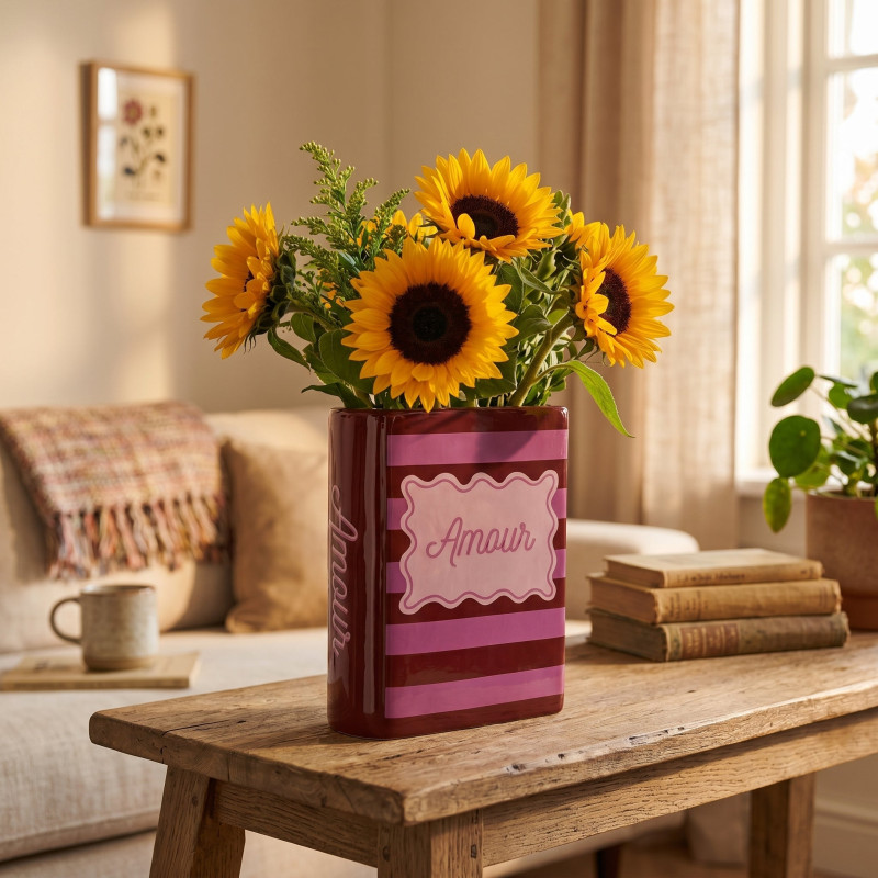 Vase livre décoratif en dolomite rouge rose 21,5 cm Amour Housevitamin - 2
