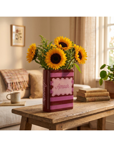 Vase livre décoratif en dolomite rouge rose 21,5 cm Amour Housevitamin - 2
