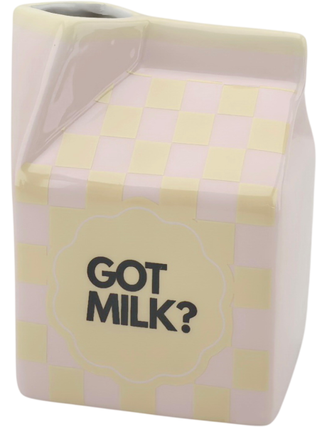 Vase brique de lait en dolomite rose jaune 13,5 cm Got Milk? Housevitamin - 1