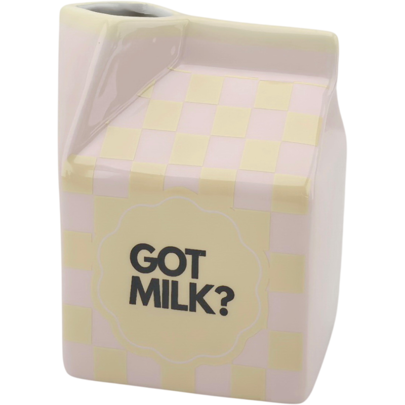 Vase brique de lait en dolomite rose jaune 13,5 cm Got Milk? Housevitamin - 1
