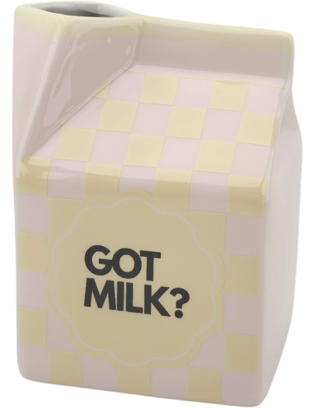 Vase brique de lait en dolomite rose jaune 13,5 cm Got Milk? Housevitamin - 1