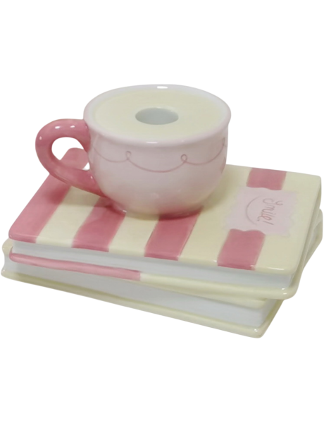 Bougeoir original tasse sur livres 16,5x13,5x9,5 cm Smile Housevitamin - 1