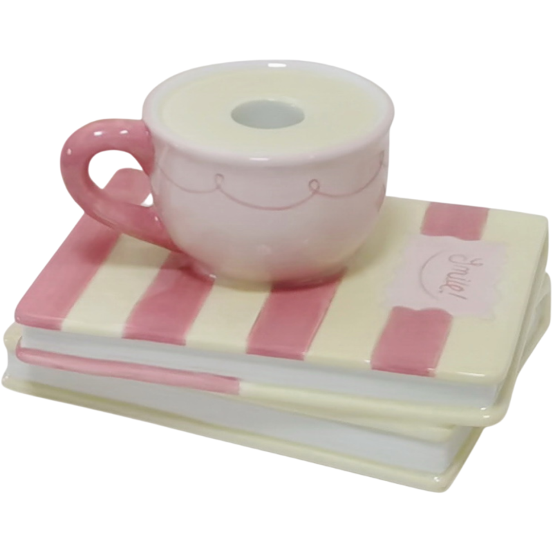 Bougeoir original tasse sur livres 16,5x13,5x9,5 cm Smile Housevitamin - 1
