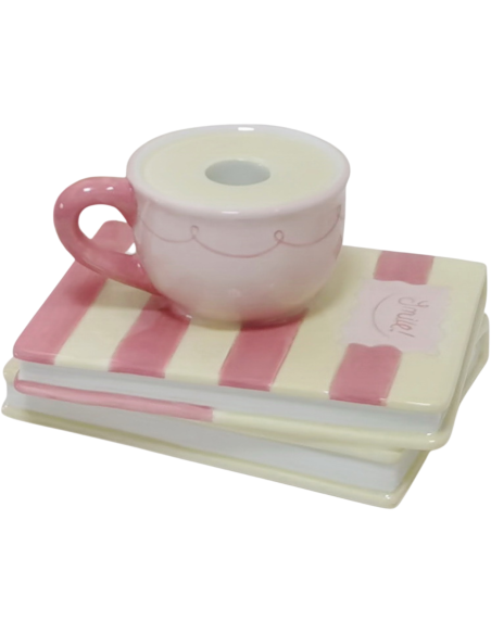 Bougeoir original tasse sur livres 16,5x13,5x9,5 cm Smile Housevitamin - 1