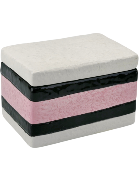 Boîte décorative réglisse avec couvercle rose blanc noir 9x6x7 cm English Liquorice Housevitamin - 1