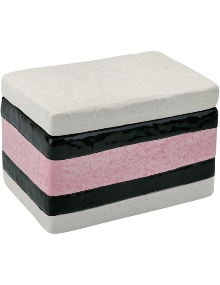 Boîte décorative réglisse avec couvercle rose blanc noir 9x6x7 cm English Liquorice Housevitamin - 1