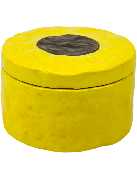 Boîte décorative jaune avec couvercle 9x9x6 cm English Liquorice Housevitamin - 1