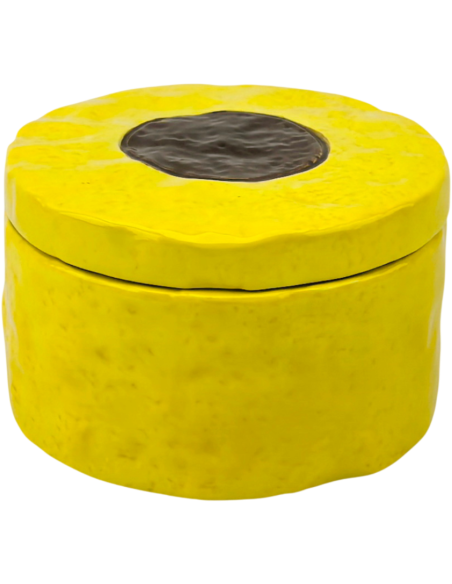 Boîte décorative jaune avec couvercle 9x9x6 cm English Liquorice Housevitamin - 1
