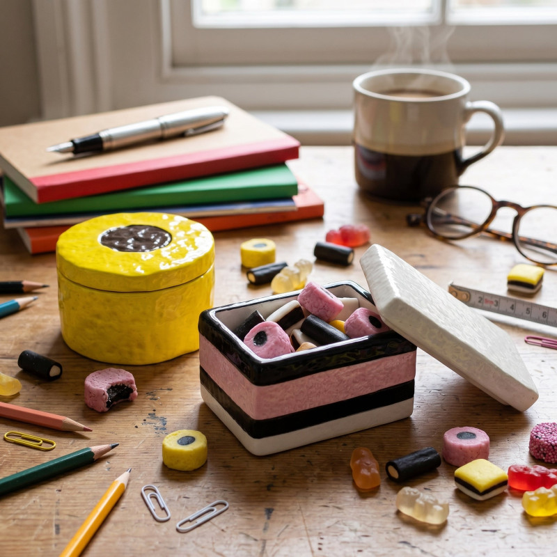 Boîte décorative jaune avec couvercle 9x9x6 cm English Liquorice Housevitamin - 2