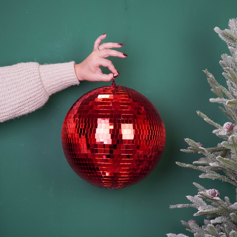 Boule à facettes de Noël rouge 30 cm Discoball Housevitamin - 5