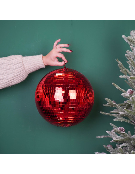 Boule à facettes de Noël rouge 30 cm Discoball Housevitamin - 5