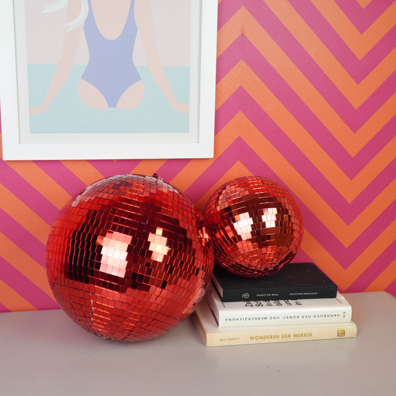 Boule à facettes de Noël rouge 30 cm Discoball Housevitamin - 2