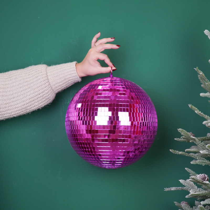 Boule à facettes Noël rose fuchsia 30 cm Discoball Housevitamin - 4