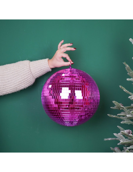 Boule à facettes Noël rose fuchsia 30 cm Discoball Housevitamin - 4
