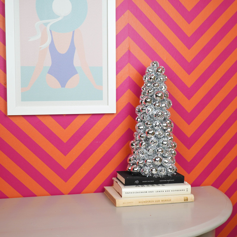 Sapin de Noël boules à facettes argentées 42 cm Disco Housevitamin - 4