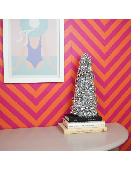 Sapin de Noël boules à facettes argentées 42 cm Disco Housevitamin - 4