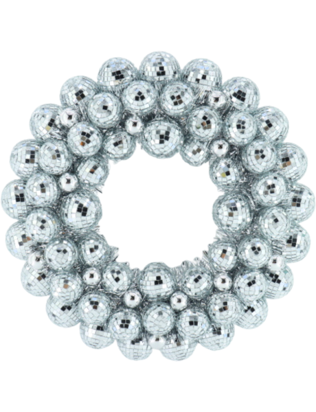 Couronne de Noël boules à facettes argentée 40 cm Disco Housevitamin - 1