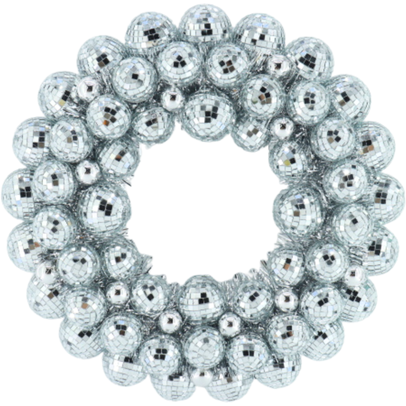 Couronne de Noël boules à facettes argentée 40 cm Disco Housevitamin - 1
