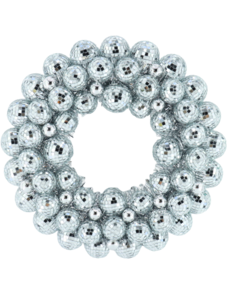 Couronne de Noël boules à facettes argentée 40 cm Disco Housevitamin - 1