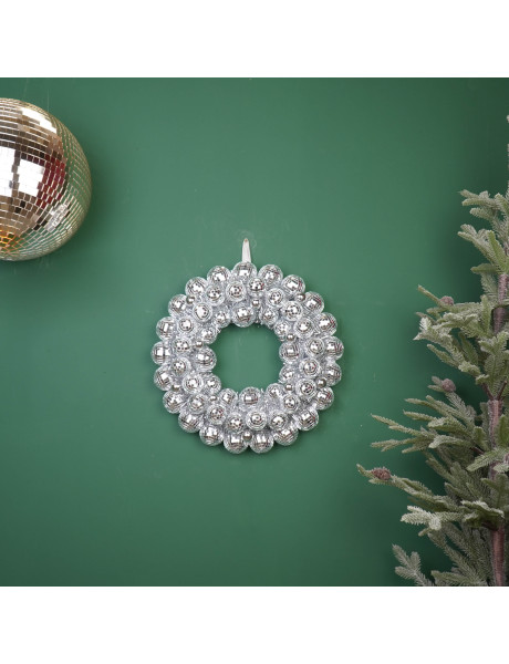 Couronne de Noël boules à facettes argentée 40 cm Disco Housevitamin - 2