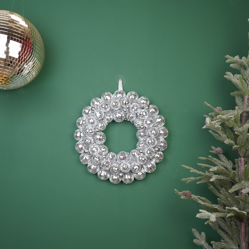 Couronne de Noël boules à facettes argentée 40 cm Disco Housevitamin - 2