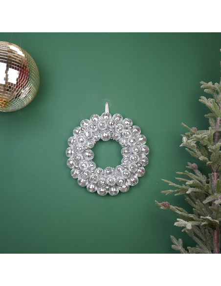 Couronne de Noël boules à facettes argentée 40 cm Disco Housevitamin - 2