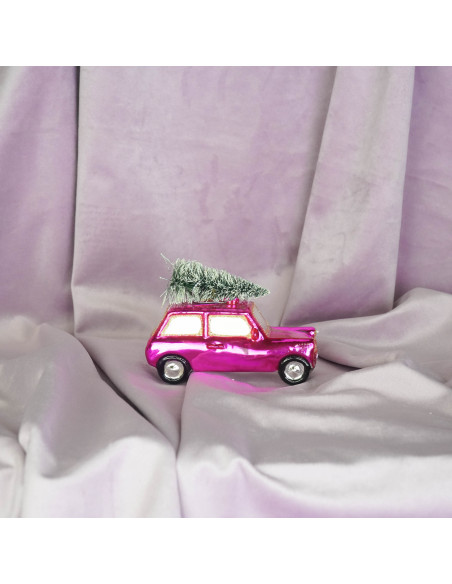 Suspension Noël voiture rose en verre 10x5x7 cm Xmas Housevitamin - 3