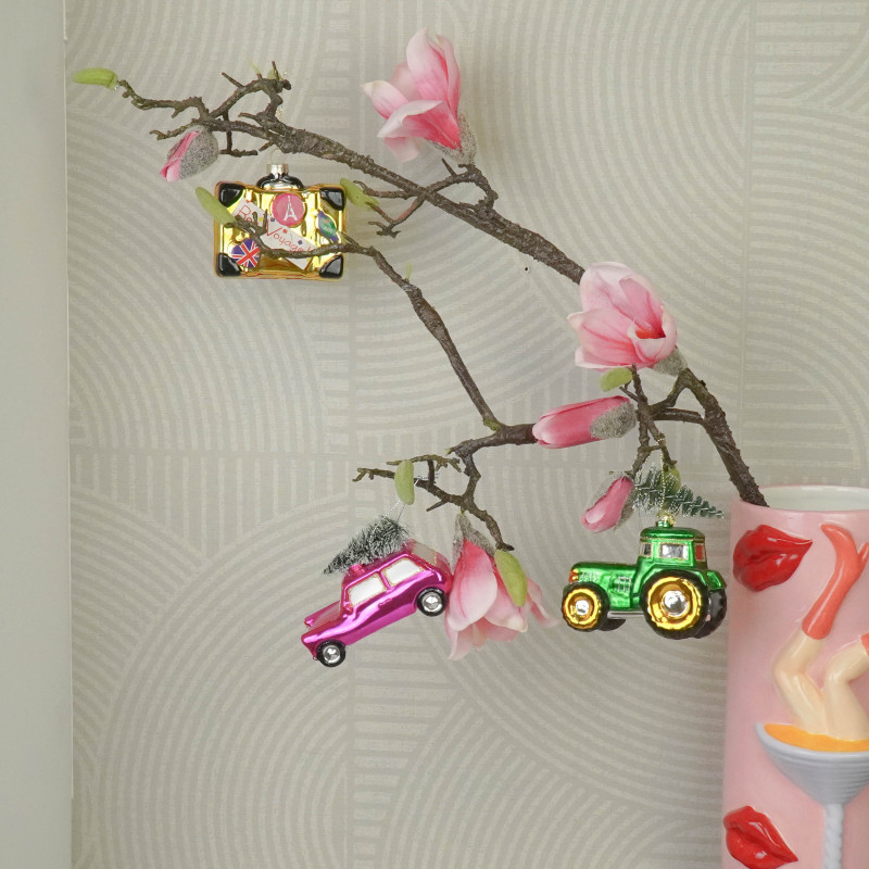 Suspension Noël voiture rose en verre 10x5x7 cm Xmas Housevitamin - 4