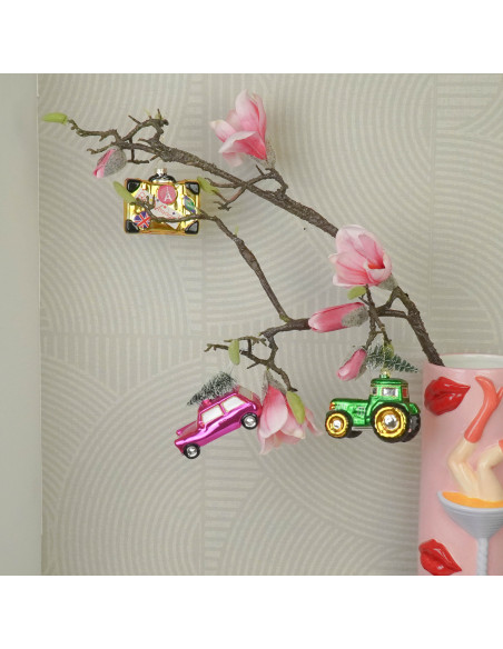 Suspension Noël voiture rose en verre 10x5x7 cm Xmas Housevitamin - 4