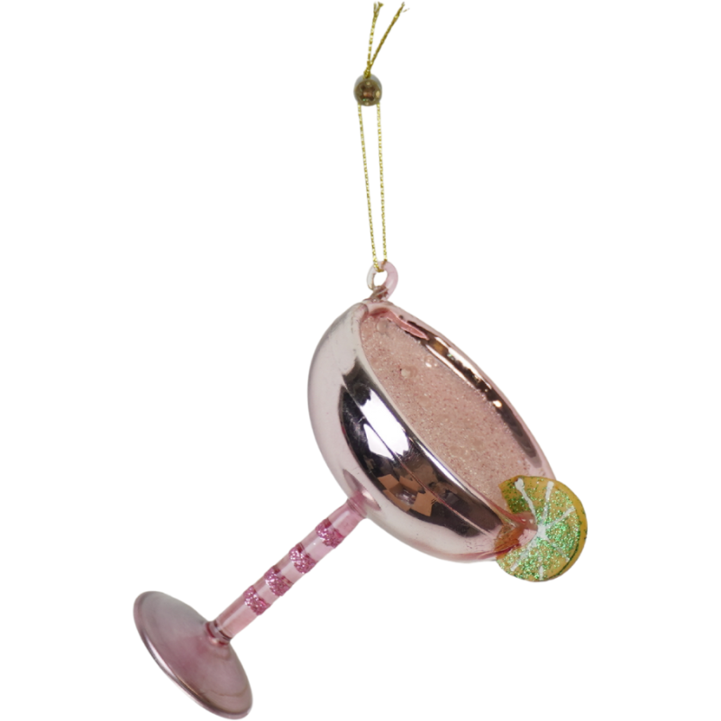 Suspension Noël cocktail rose en verre 7x8,5x10 cm Xmas Housevitamin - 1