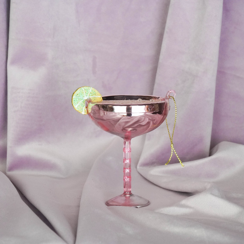 Suspension Noël cocktail rose en verre 7x8,5x10 cm Xmas Housevitamin - 3