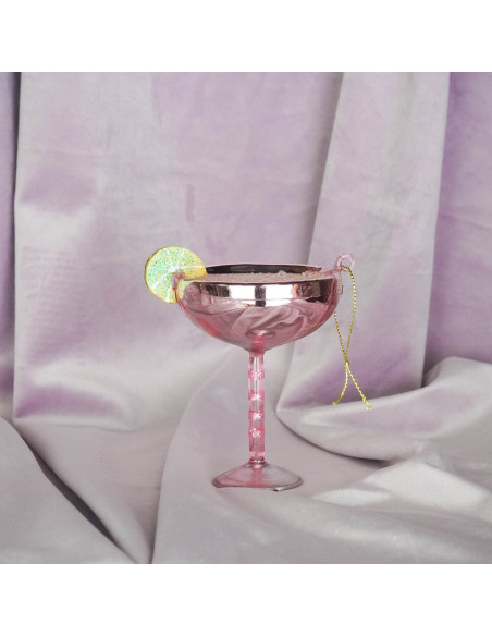 Suspension Noël cocktail rose en verre 7x8,5x10 cm Xmas Housevitamin - 3