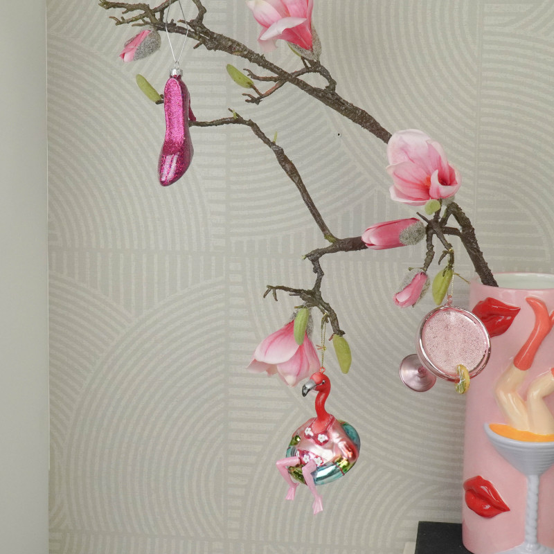Suspension Noël cocktail rose en verre 7x8,5x10 cm Xmas Housevitamin - 4
