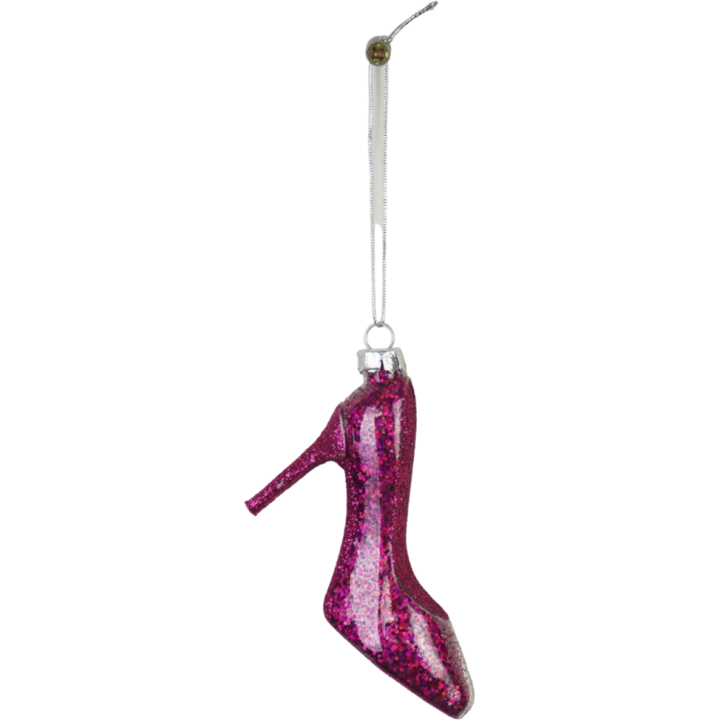 Suspension Noël escarpin rose en verre 8,5x3x7,5 cm Xmas Housevitamin - 1