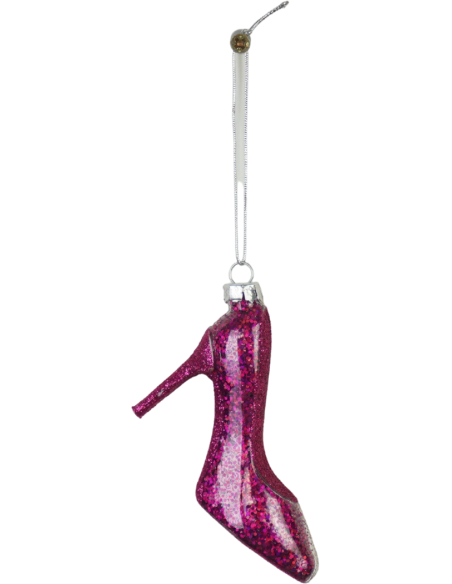Suspension Noël escarpin rose en verre 8,5x3x7,5 cm Xmas Housevitamin - 1