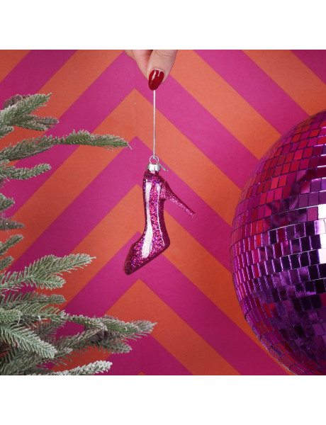 Suspension Noël escarpin rose en verre 8,5x3x7,5 cm Xmas Housevitamin - 2