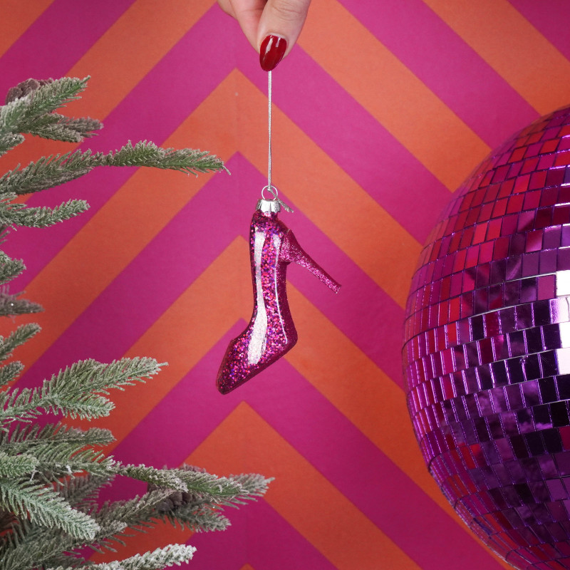 Suspension Noël escarpin rose en verre 8,5x3x7,5 cm Xmas Housevitamin - 2