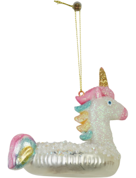 Suspension Noël licorne blanche en verre 8x9,5x9 cm Xmas Housevitamin - 1