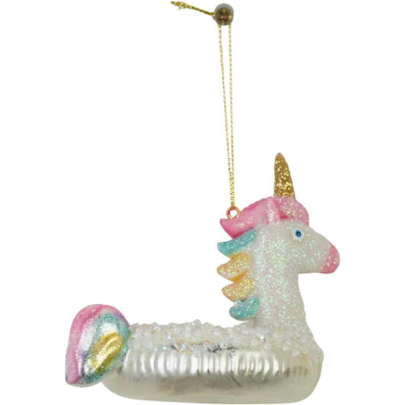 Suspension Noël licorne blanche en verre 8x9,5x9 cm Xmas Housevitamin - 1