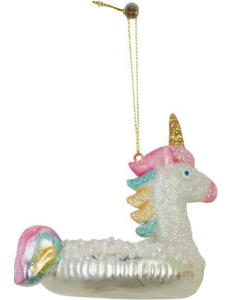 Suspension Noël licorne blanche en verre 8x9,5x9 cm Xmas Housevitamin - 1