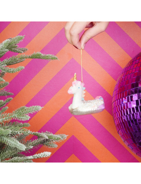 Suspension Noël licorne blanche en verre 8x9,5x9 cm Xmas Housevitamin - 2